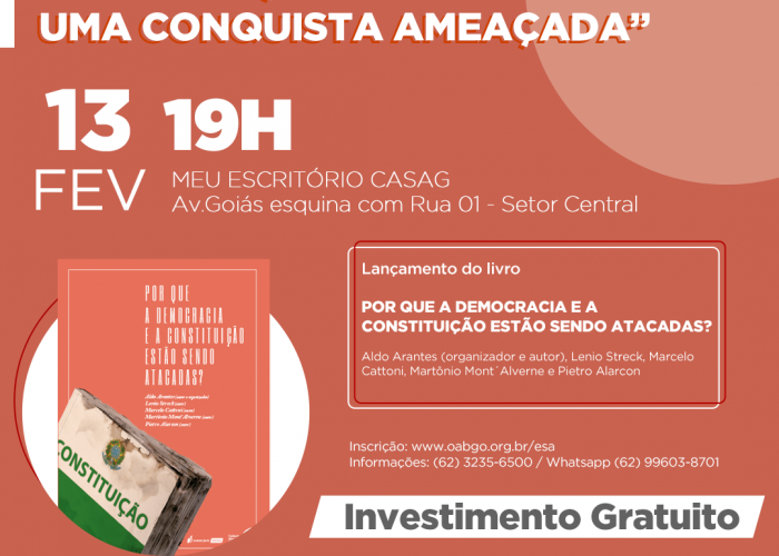 Ameaças às garantias constitucionais e à democracia é tema de palestra da OAB/ESA