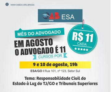 ESA-GO promove curso Responsabilidade Civil do Estado à Luz do TJ/GO