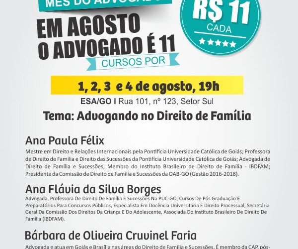 Direito de Família é tema de curso na ESA-GO