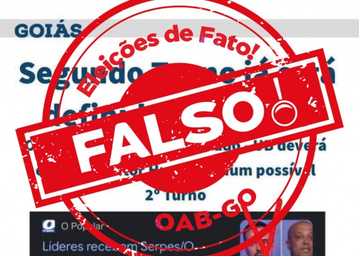 OAB-GO informa: é falsa notícia atribuída ao jornal O Popular de que segundo turno já está definido em Goiás