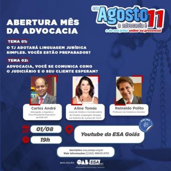 ESA-GO realiza abertura do mês da advocacia discutindo o uso de linguagem simples no Poder Judiciário