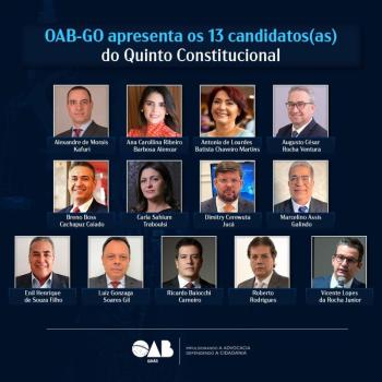 OAB-GO apresenta os 13 candidatos(as) do quinto constitucional