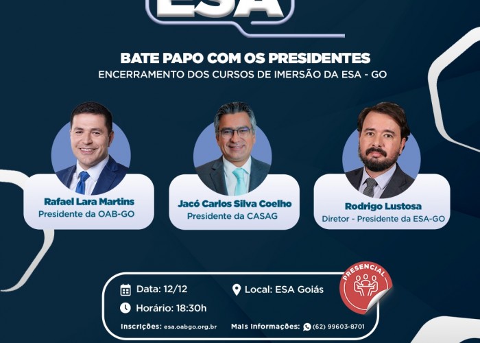 Bate-papo com presidentes encerra programação dos cursos de imersão da ESA-GO