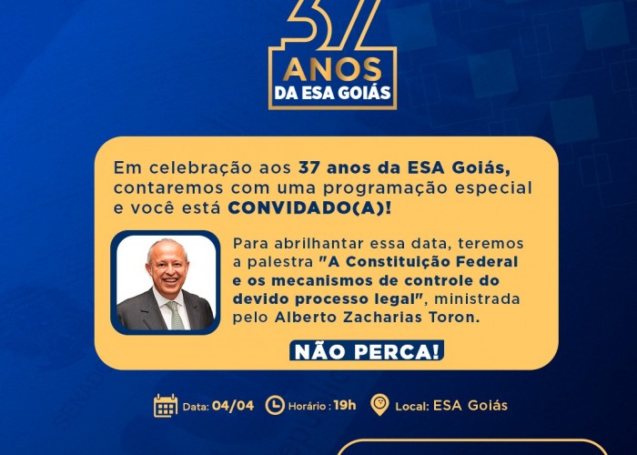 Com programação especial, ESA-GO comemora 37 anos na terça-feira (4/4)