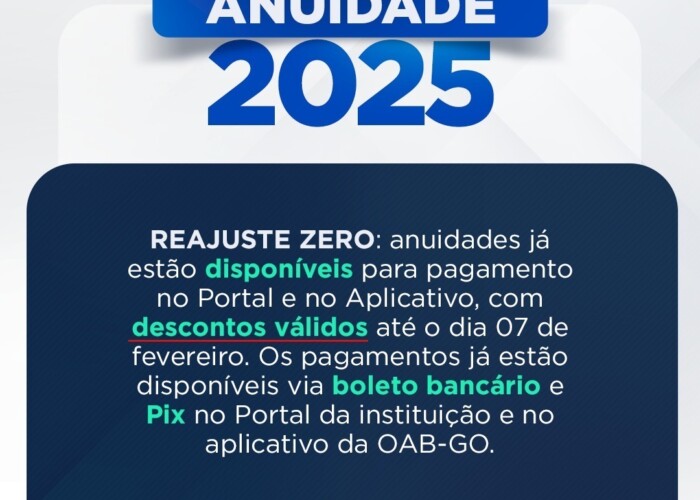 Reajuste zero: anuidades já estão disponíveis para pagamento no Portal e no Aplicativo, com descontos válidos até o dia 07 de fevereiro